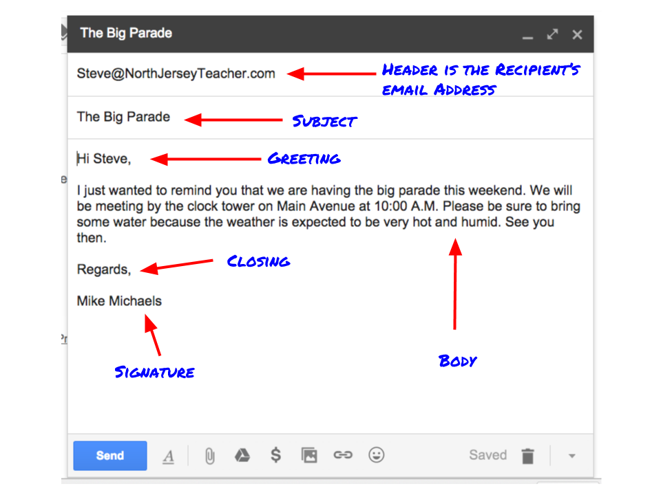 Basic Parts of an Email Message and Address